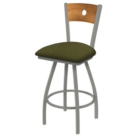 30 Swivel Counter Stool,SS Finish,Med Back,Graph Parrot Seat